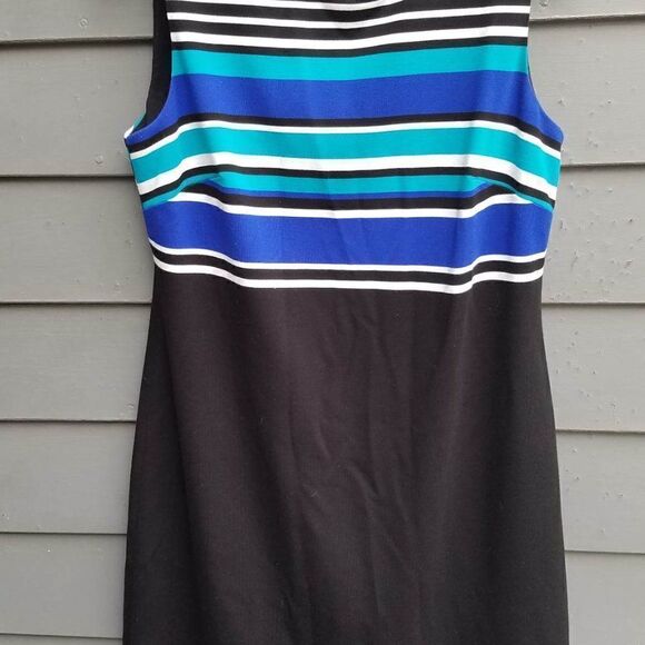 Calvin Klein Blue Black White Stripe Knit Dress size 8 - Picture 9 of 13